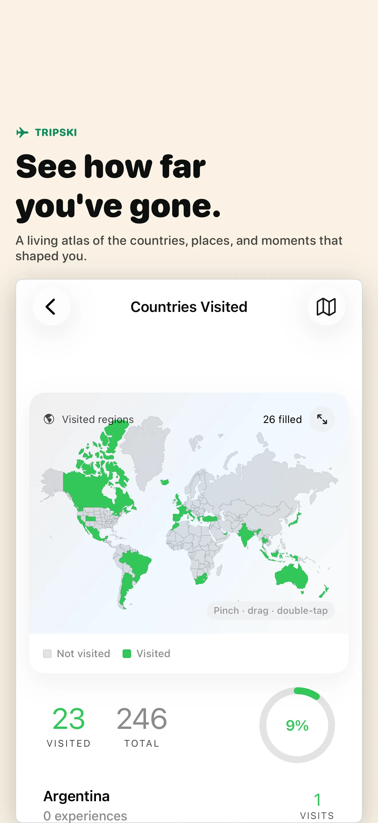 See how far you have gone — a living atlas of countries and places visited