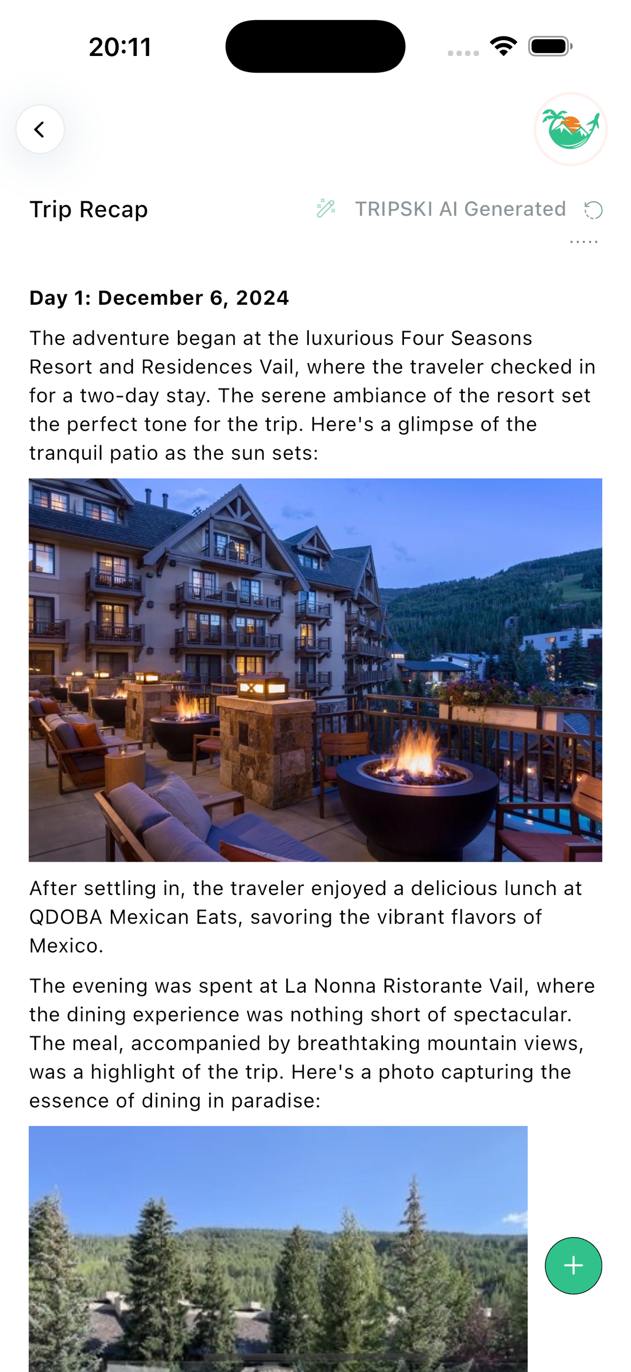 AI trip planning feature showing personalized itinerary suggestions