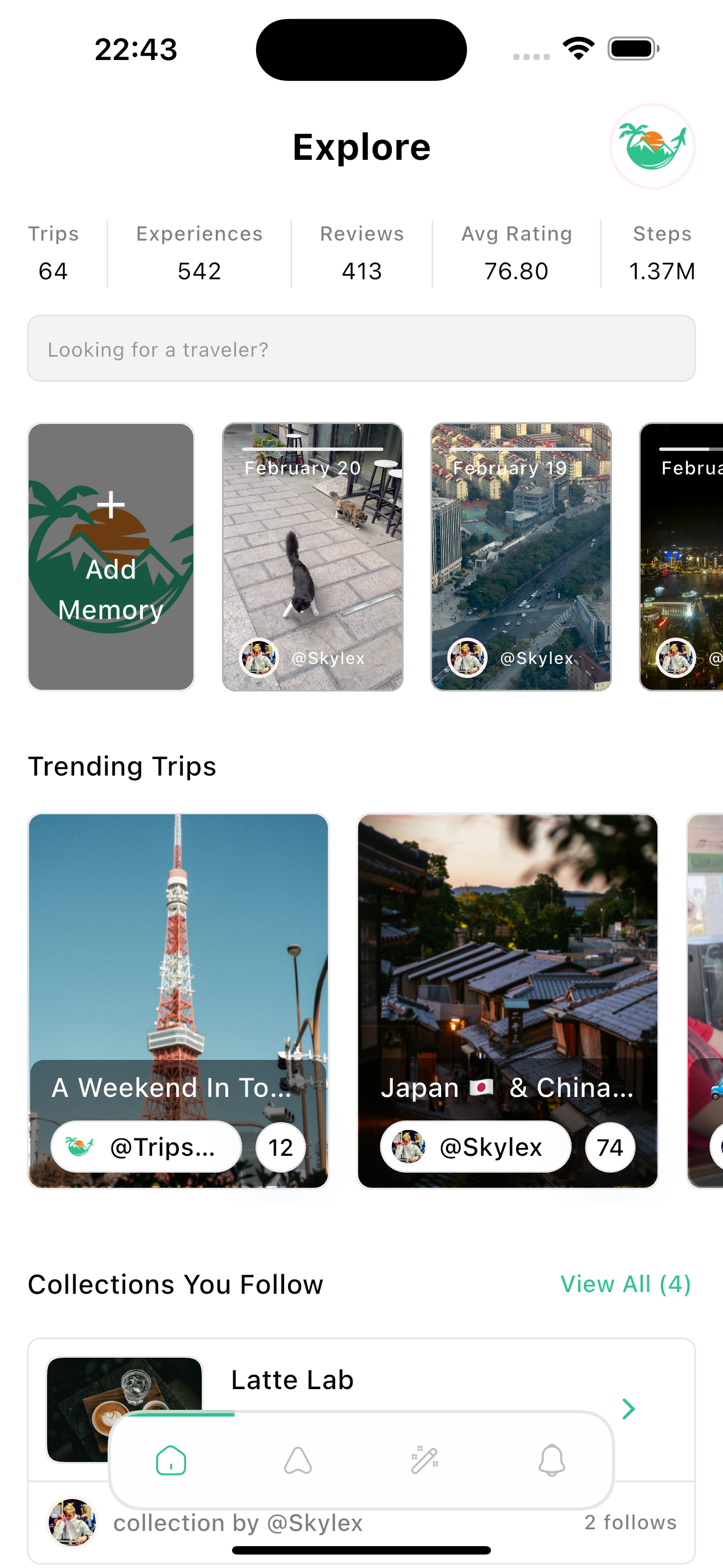 Explore page showing nearby restaurants and activities with ratings